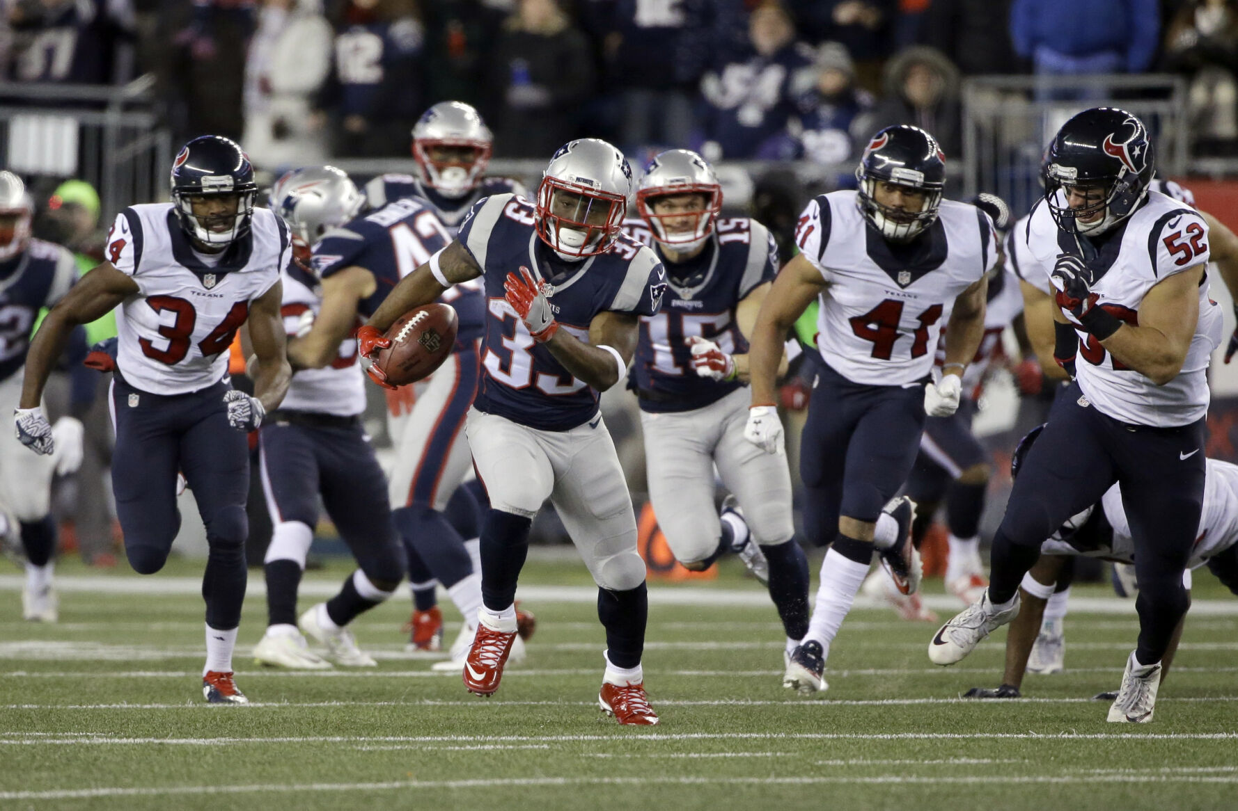 2017: Dion Lewis first in playoff history to have rushing, receiving and kickoff TD in single game